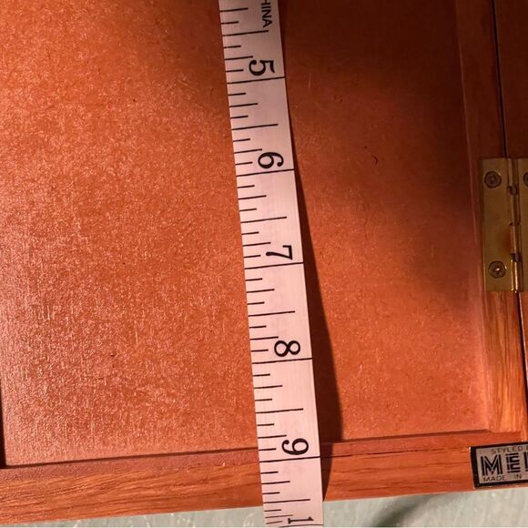 Mele and Co Vintage Wooden Jewelry Box w mirror, velvet lined drawers side doors - Picture 14 of 15